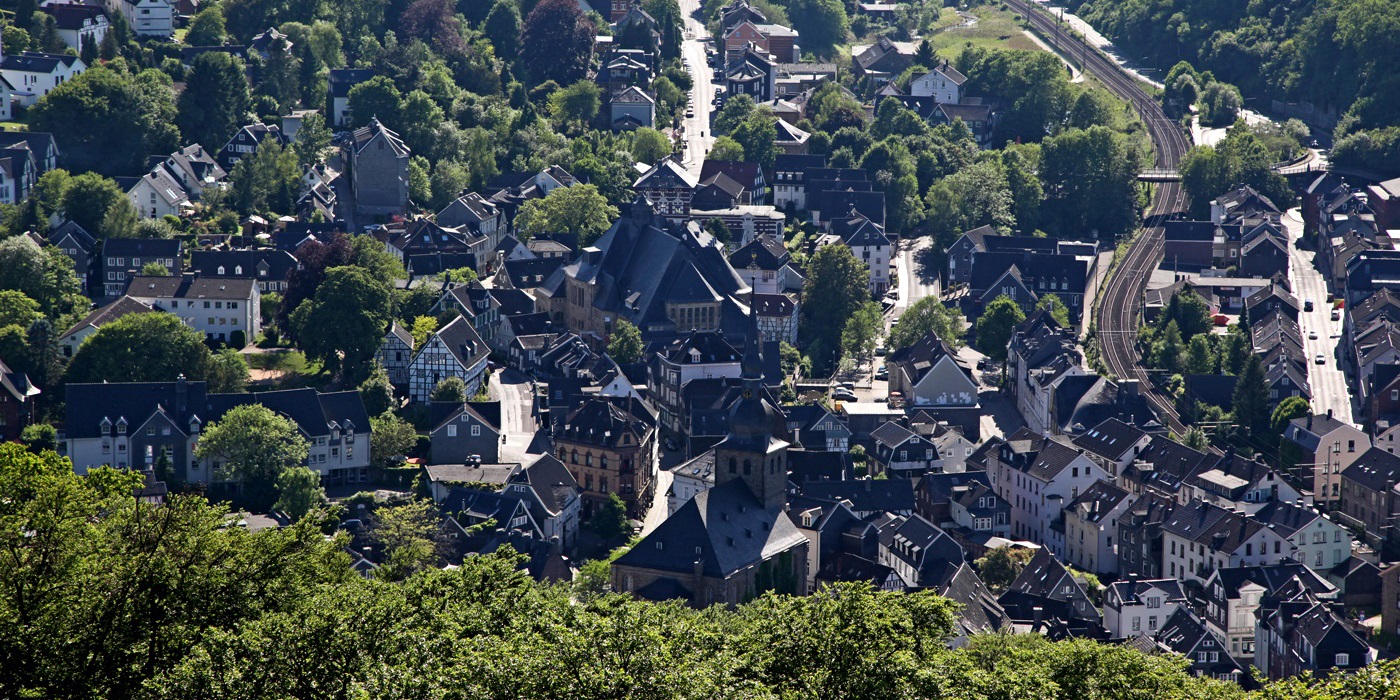 Ausblick vom Bismarckturm auf die Langenberger Altstadt